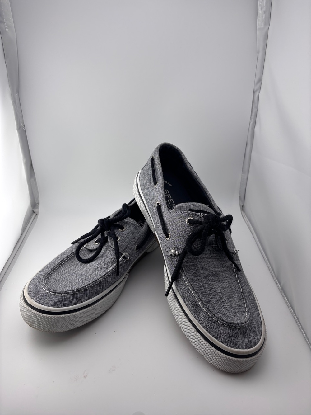 Sperry Halyard men’s size 10 gray canvas boat shoes preppy summer old money